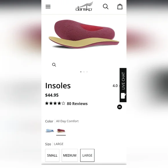 Womens Dansko All-day Comfort Insoles With Trimmable Footbed Size Large (10.5-13 - Picture 9 of 9